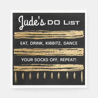 Serviette En Papier BM Bat Bar Mitzvah Classic Napkins noir et or