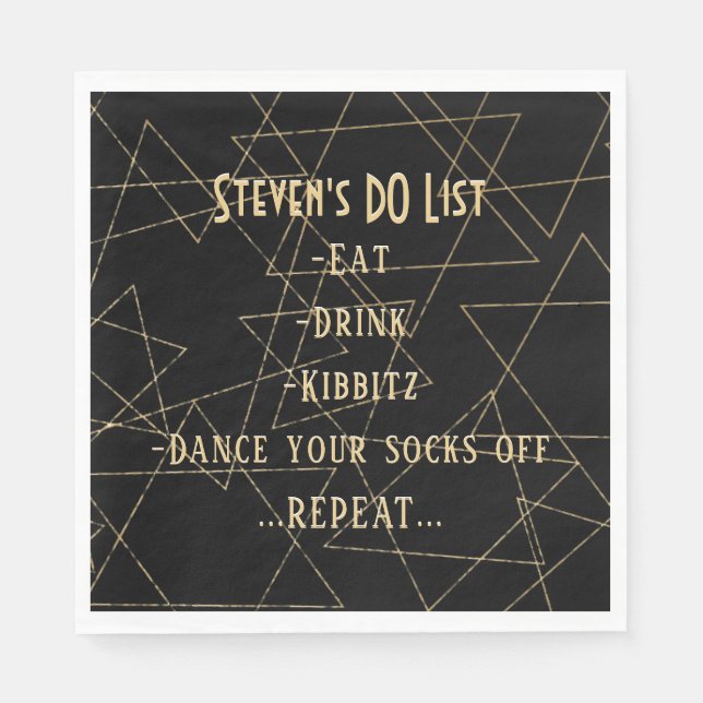 Serviette En Papier BM Bat Bar Mitzvah Gold Stars (Devant)