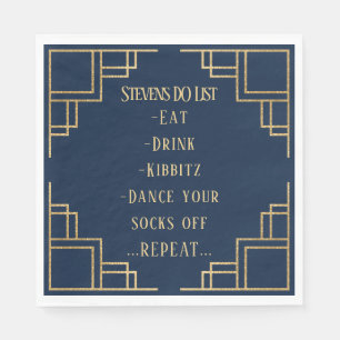 Serviette En Papier BM Bat Bar Mitzvah Marine Art Déco