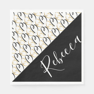 Serviette En Papier BM Bat mitzvah ou Bar Mitzvah Gold et Black