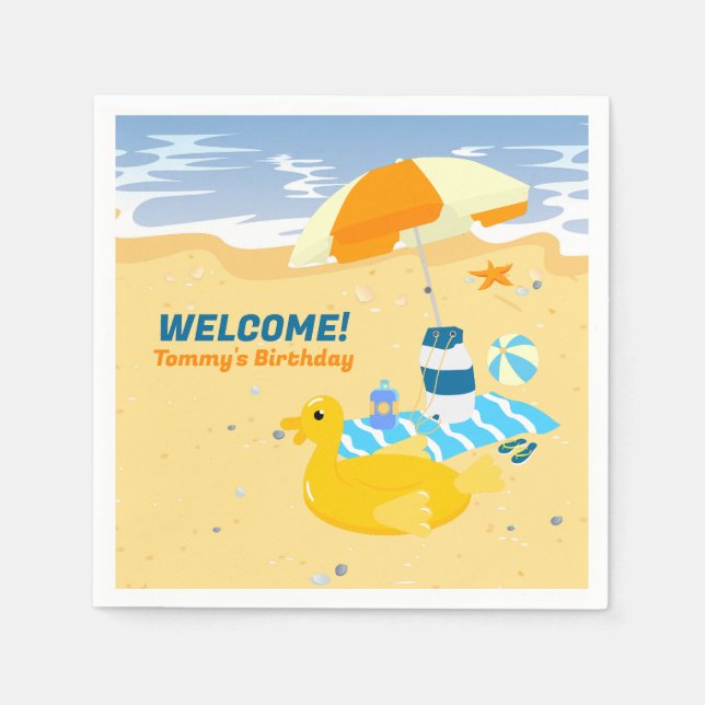 Serviette En Papier Boboard garçon fun plage fête d'anniversaire (Devant)
