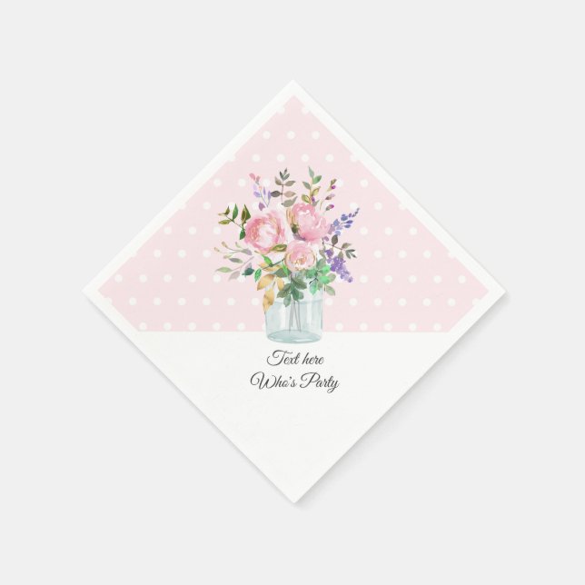 Serviette En Papier bocal mason, anniversaire adulte, mariage, floral (Coin)