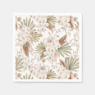 Serviette En Papier Bohème Floral & Plumes