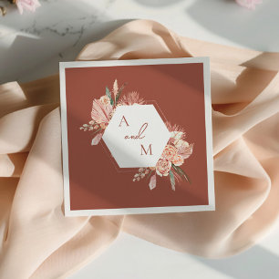 Serviette En Papier Bohème Floral Terracotta & Ivory Mariage Invitat