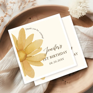Serviette En Papier Bohème Jaune Daisy Premier Anniversaire