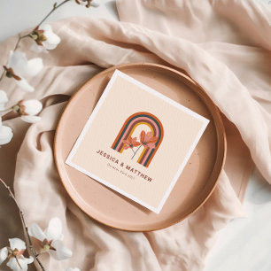 Serviette En Papier Bohème Personnalisé Automne Terracotta Mariage Flo