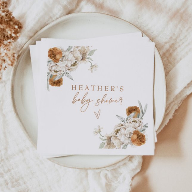 Serviette En Papier BOHEME Terracotta Baby shower floral de Bohême (Créateur téléchargé)
