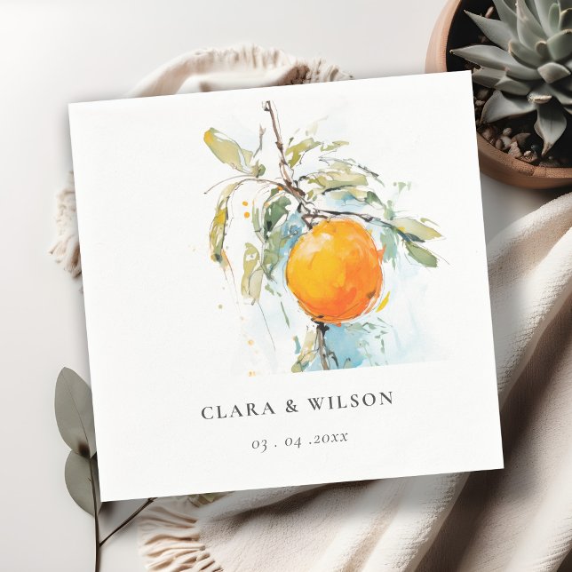 Serviette En Papier Boho Abstrait Sketchy Orange Garden Mariage (Créateur téléchargé)