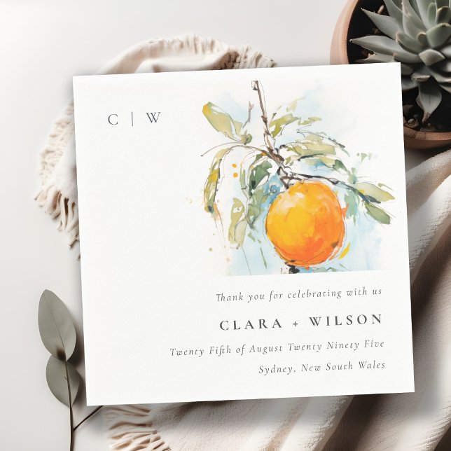 Serviette En Papier Boho Abstrait Sketchy Orange Garden Mariage (Créateur téléchargé)