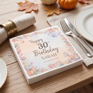 Serviette En Papier Boho Anniversaire Automne Citrouille Personnalisé