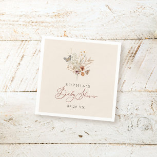 Serviette En Papier Boho Aquarelle Floral Fleur sauvage Baby shower