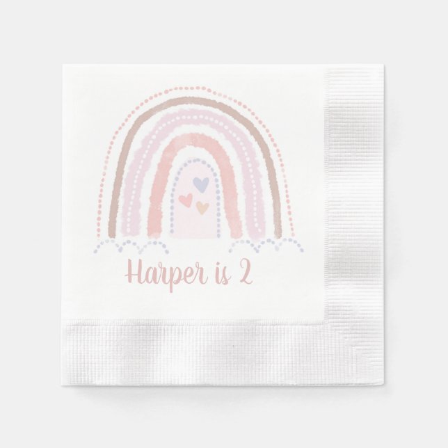 Serviette En Papier Boho Arc-en-ciel rouillé rose Anniversaire (Devant)