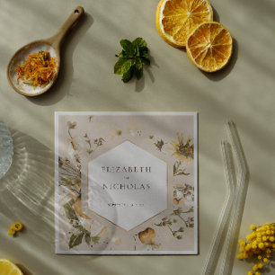Serviette En Papier Boho Automne Fleur Sauvage   Mariage Botanique