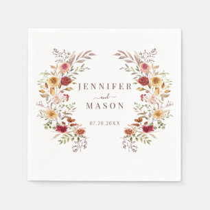 Serviette En Papier Boho Automne Fleurs séchées Automne Mariage Wreath