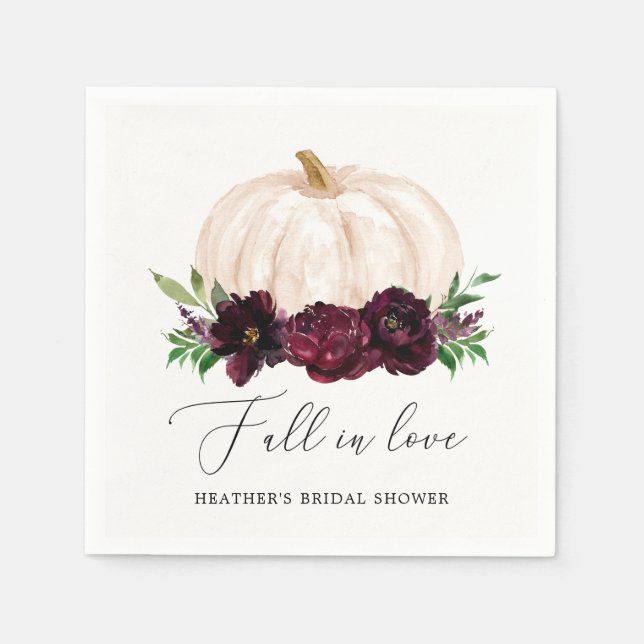 Serviette En Papier Boho automne tomber amoureux floral Pumpkin Salle  (Devant)