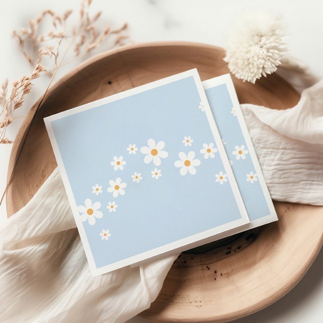 Serviette En Papier boho Baby Shower bleu Daisy (Créateur téléchargé)