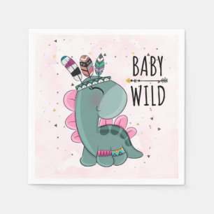 Serviette En Papier Boho Baby Wild Dinosaur Girl Baby shower