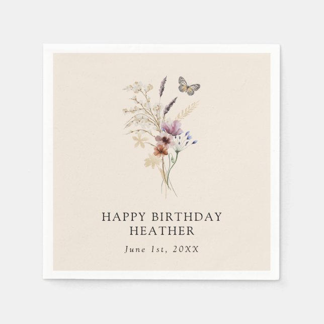 Serviette En Papier Boho Birthday Paper Napkin (Devant)