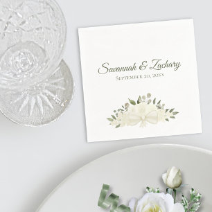 Serviette En Papier Boho blanc ivoire rustique Mariage de bouquet flor