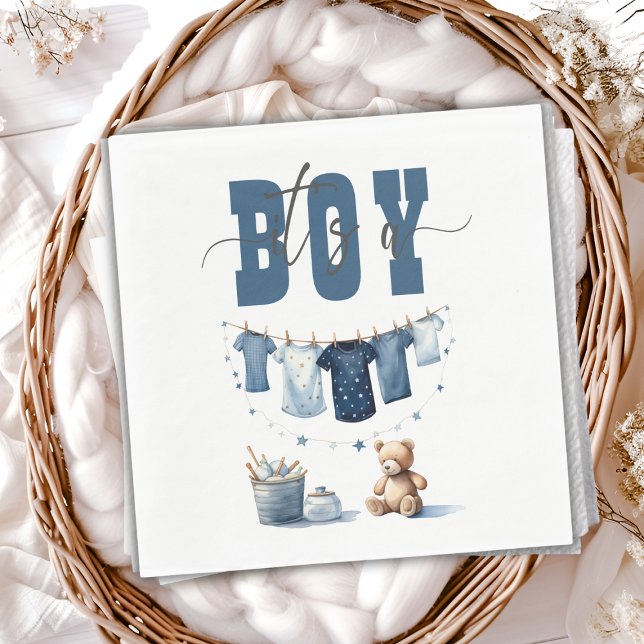 Serviette En Papier Boho Blue Clothesline Sweet It a Boy Baby shower (Créateur téléchargé)
