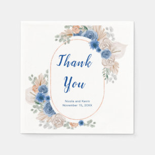 Serviette En Papier Boho Blue Pampas Grass Mariage