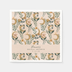 Serviette En Papier Boho Blush Botanon Fête des mariées personnalisée