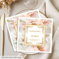 Boho blush ivoire or fleurie mariage serviettes en