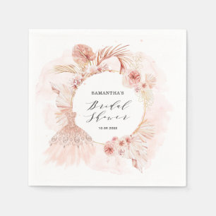 Serviette En Papier Boho Blush Pampas Parties scintillant Robe Fête de