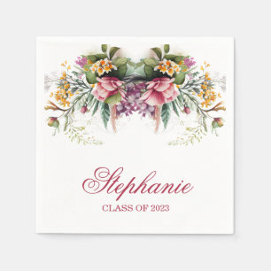 Serviette En Papier Boho Bohème Floral Nom Diplômé Remise des diplômes
