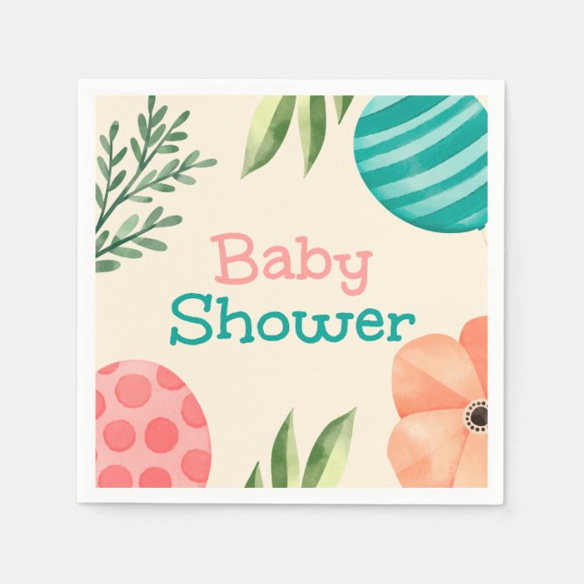 Serviette En Papier Boho Botanical Baby Shower (Devant)