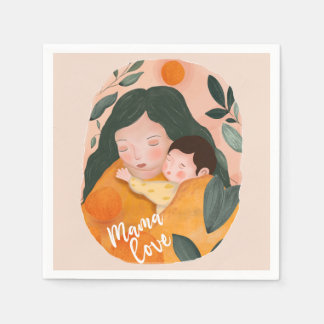 Serviette En Papier Boho Botanical Watercolor Motherhood