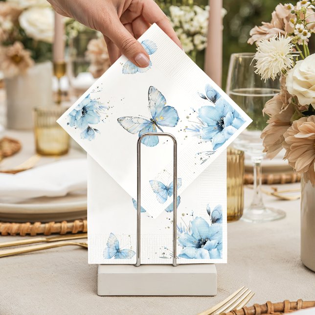 Serviette En Papier Boho Butterfly Wildflower Floral Blue Baby Shower (Créateur téléchargé)