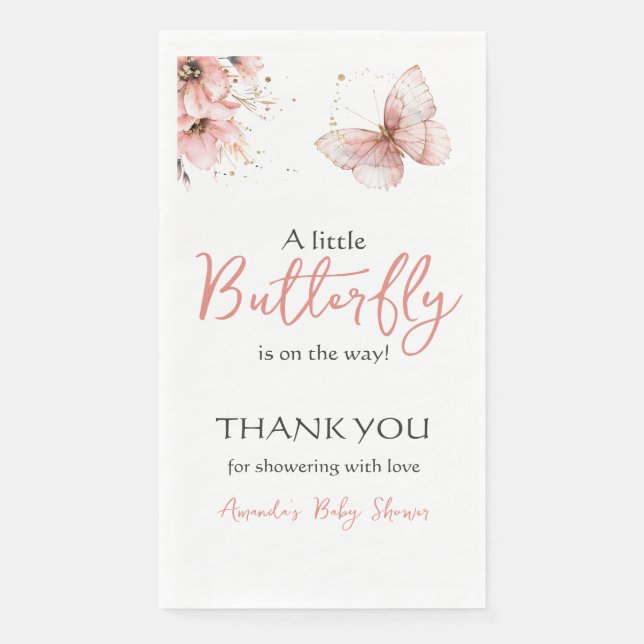 Serviette En Papier Boho Butterfly Wildflower Floral Girl Baby Shower (Devant)