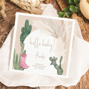 Serviette En Papier Boho cactus pampas bottes bonjour baby shower