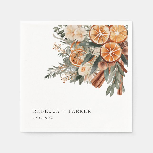 Serviette En Papier Boho cannelle mariage botanique d'hiver sur mesure (Devant)