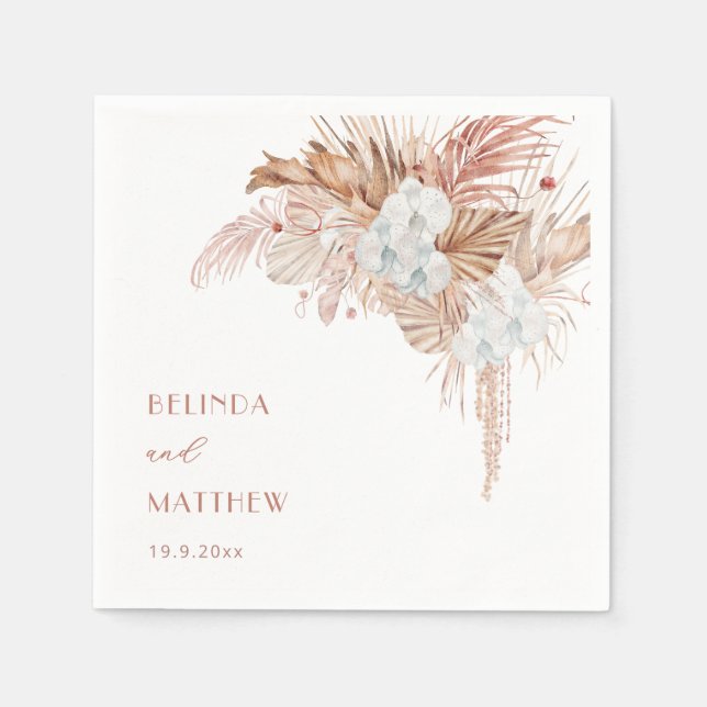 Serviette En Papier Boho Chic Botanique | Mariage (Devant)