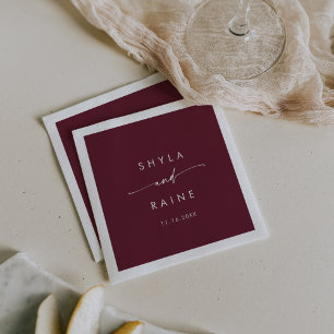 Serviette En Papier Boho Chic Bourgogne Rouge Monogramme Mariage Napki