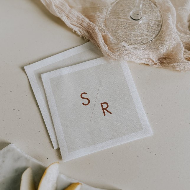Serviette En Papier Boho Chic Crème Bohème Serviettes Monogrammes (Créateur téléchargé)