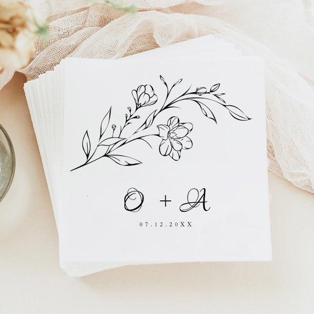 Serviette En Papier Boho Chic Elegant Couple Monogram Mariage (Créateur téléchargé)