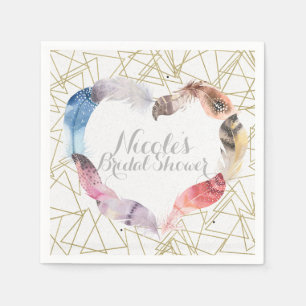 Serviette En Papier Boho Chic Feather Heart Bohème Glam Fête