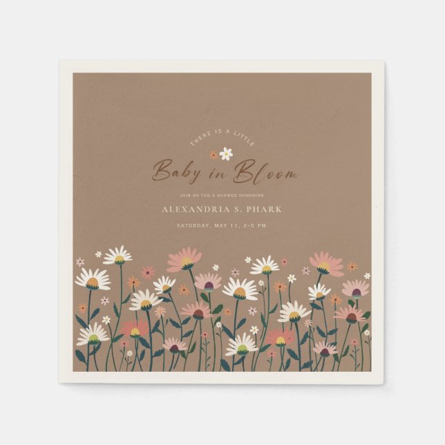 Serviette En Papier Boho Chic Fleur sauvage moderne bébé en fleurs dou (Devant)