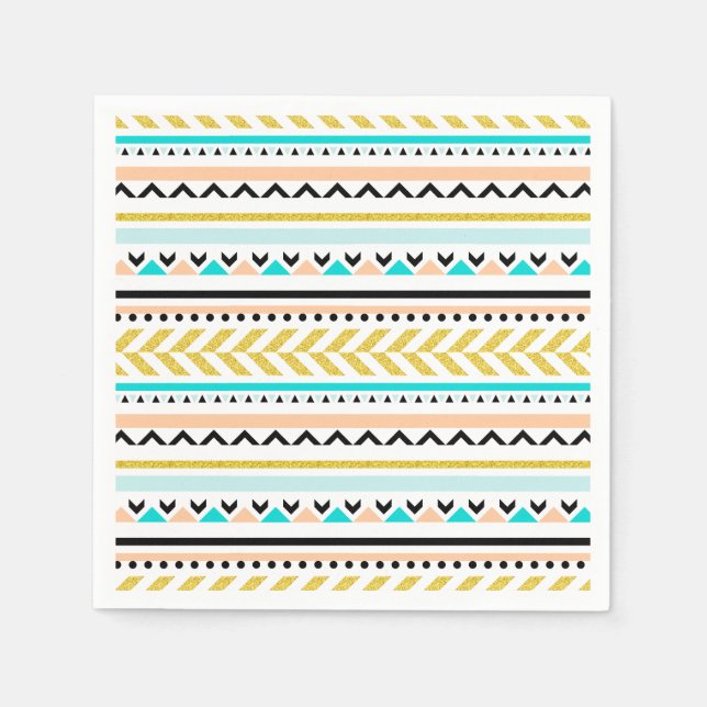 Serviette En Papier Boho Chic géométrique Aztec Inspiré Motif (Devant)
