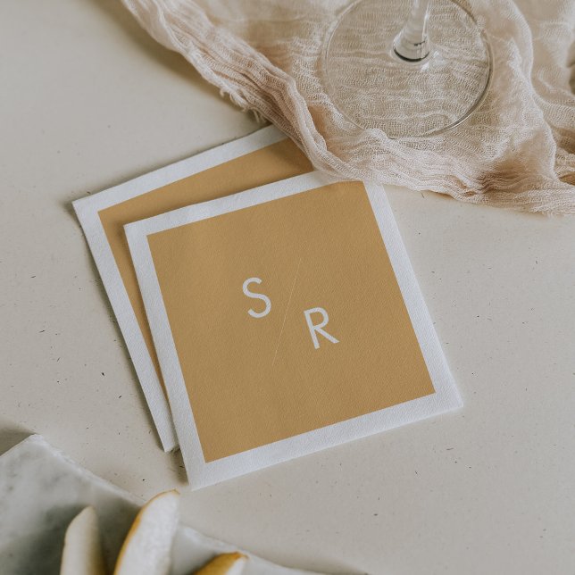 Serviette En Papier Boho Chic Jaune Marigold Monogrammes serviettes (Créateur téléchargé)