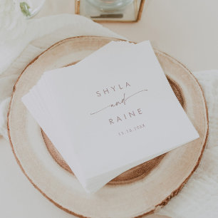 Serviette En Papier Boho Chic rose vierge Monogramme Mariage Napkins