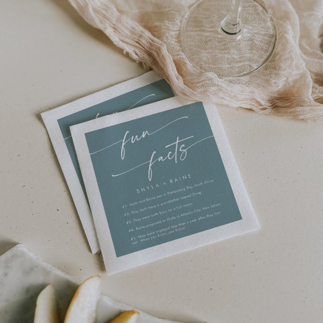 Serviette En Papier Boho Chic Seafoam Turquoise Mariage Fun Fact Naple (Créateur téléchargé)