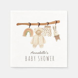 Serviette En Papier Boho Clothesline Baby shower non sexiste