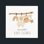 Serviette En Papier Boho Clothesline fille Baby shower serviettes<br><div class="desc">Cette serviette en papier baby shower pour fille en linge de bouho est munie de vêtements pour bébé tels qu'un romper et une robe,  un lapin farci/animal et un arc-en-ciel. Personnalisez-le selon vos besoins. Vous pouvez trouver des produits correspondants dans mon magasin.</div>