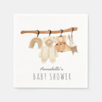 Boho Clothesline fille Baby shower serviettes