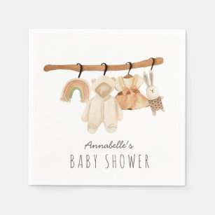 Serviette En Papier Boho Clothesline fille Baby shower serviettes