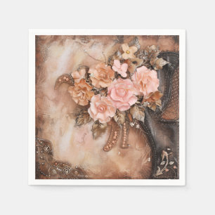 Serviette En Papier Boho Cowgirl Western Floral Mariage Napkins